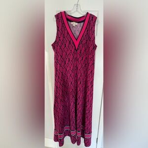 Michael Kors pink navy snakeskin pattern sleeveless stretchy maxi dress 2X